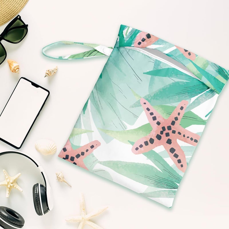 AASRR Store Wet Dry Bag, Wet Bag for Swimsuit, Travel, Beach, Pool, Diapers, Dirty Yoga Gym Clothes, Makeup Bag, Tropical Starfish Summer Vacation Essentials - Image 4